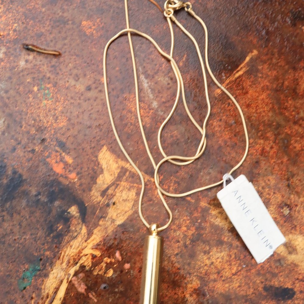 Anne Klein gold whistle necklace NWT